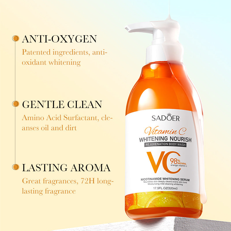 All English Vitamins C Shower Gel520g SADOER Whitening, Moisturizing and Cleansing Body Wash  Foreign Trade Wholesale