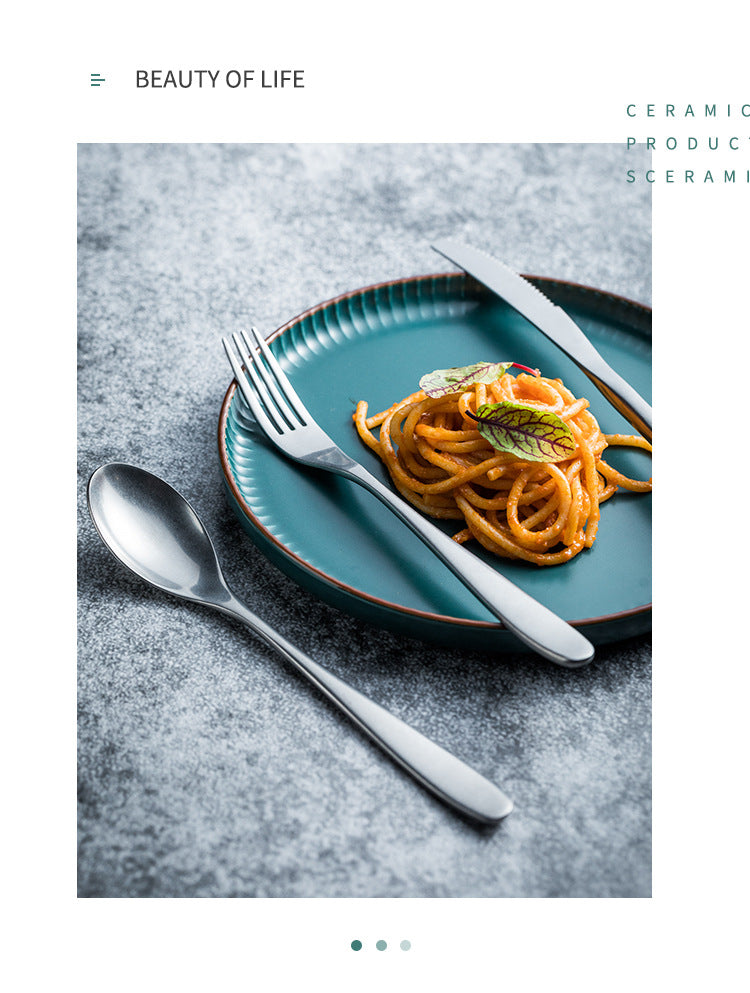 New Moon Moonlight Retro Vintage Stainless Steel Western Cutlery Set Snowflake Matte Texture Industrial Style Chopsticks Tableware