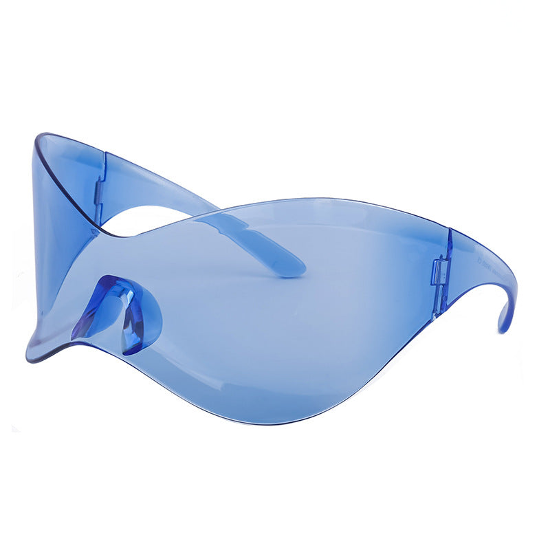 European and American Large Frame Sunglasses for Women, Trendy UV Protection Glasses with a High-End Feel Y2K Millennium Frameless Cycling Sunglasses for Men