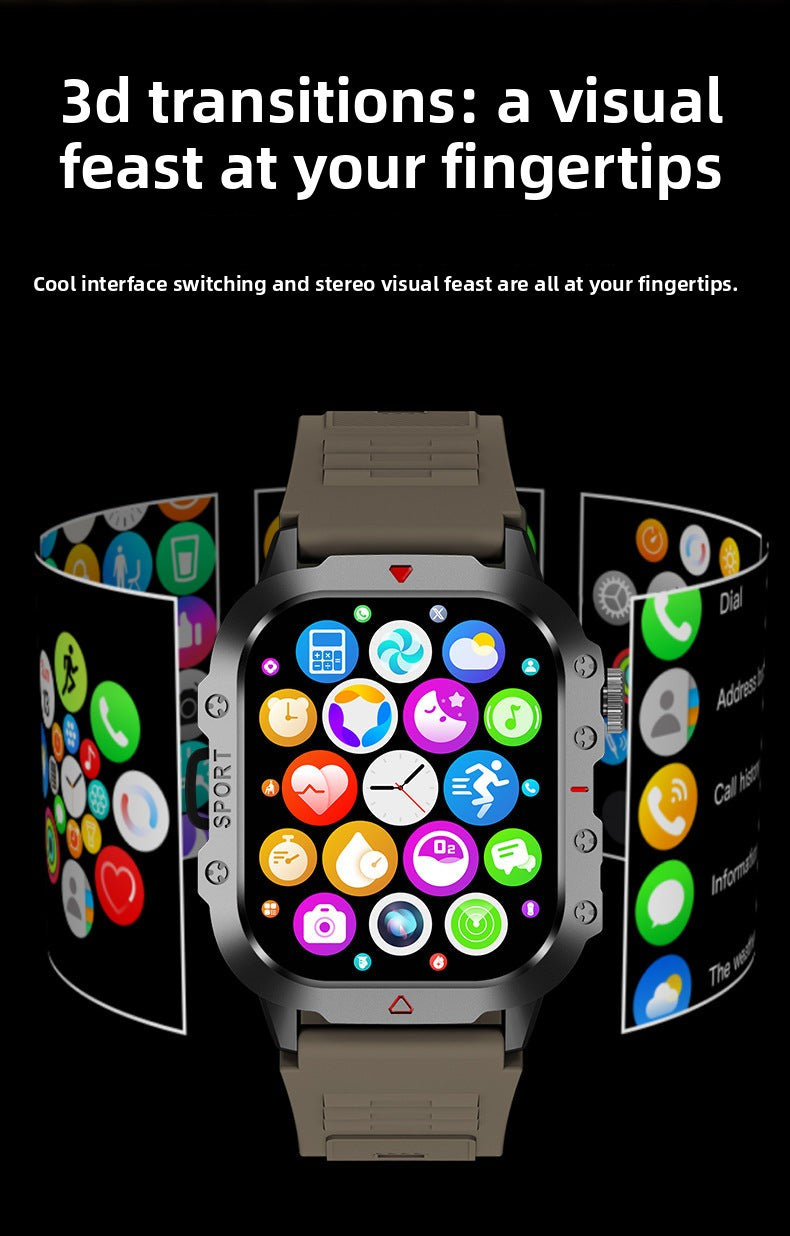 H11Smart Watch2.01inch Bluetooth Call Heart Rate Blood Sugar Smart Island Message Reminder Three-Proof Sports