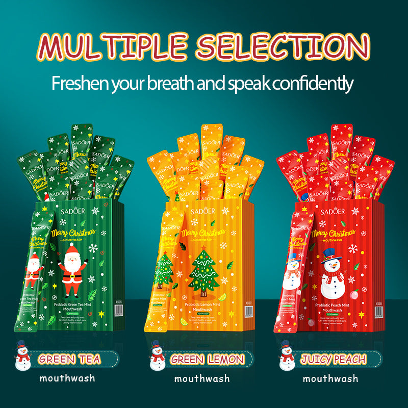Christmas Probiotic Mouthwash SADOER Green Lemon Mint Oral Cleanser  Wholesale