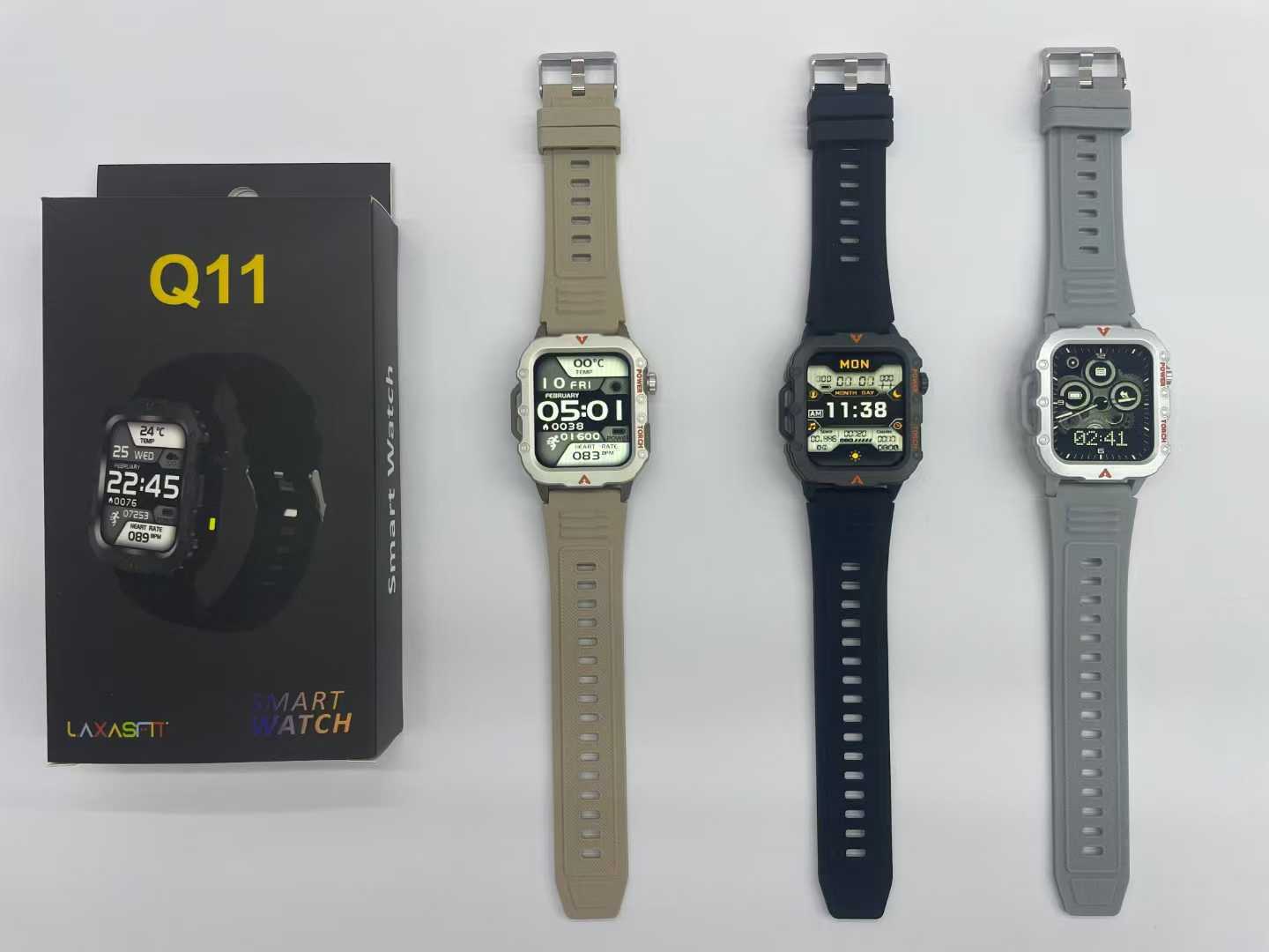 Q11Smart Watch Bluetooth Call Heart Rate Blood Oxygen Sleep Monitoring Message Reminder Outdoor Men's Three-Proof Sports