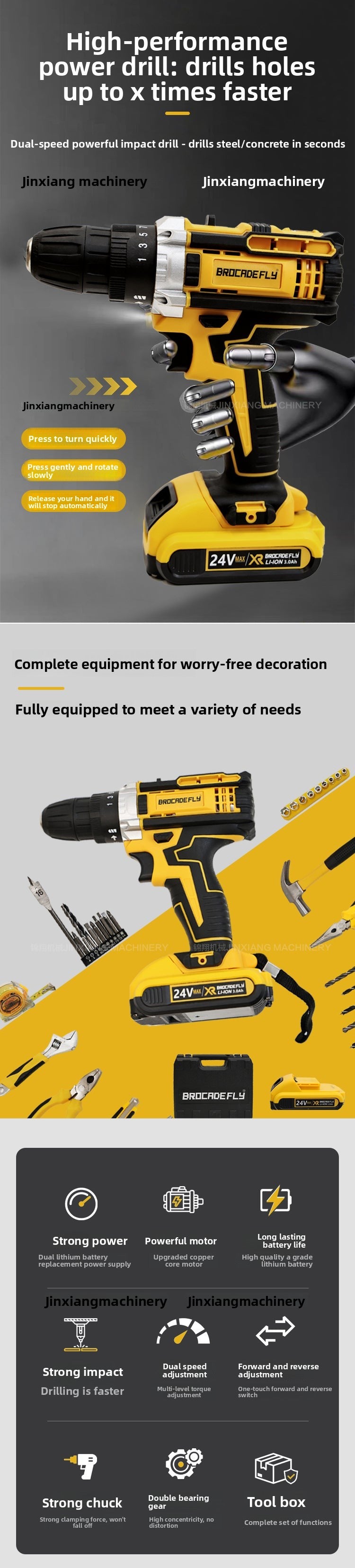 Electric Drill Hardware Tool Set Repair Tools Multi-Functional Electric Drill Impact Drill Electrician Complete Set