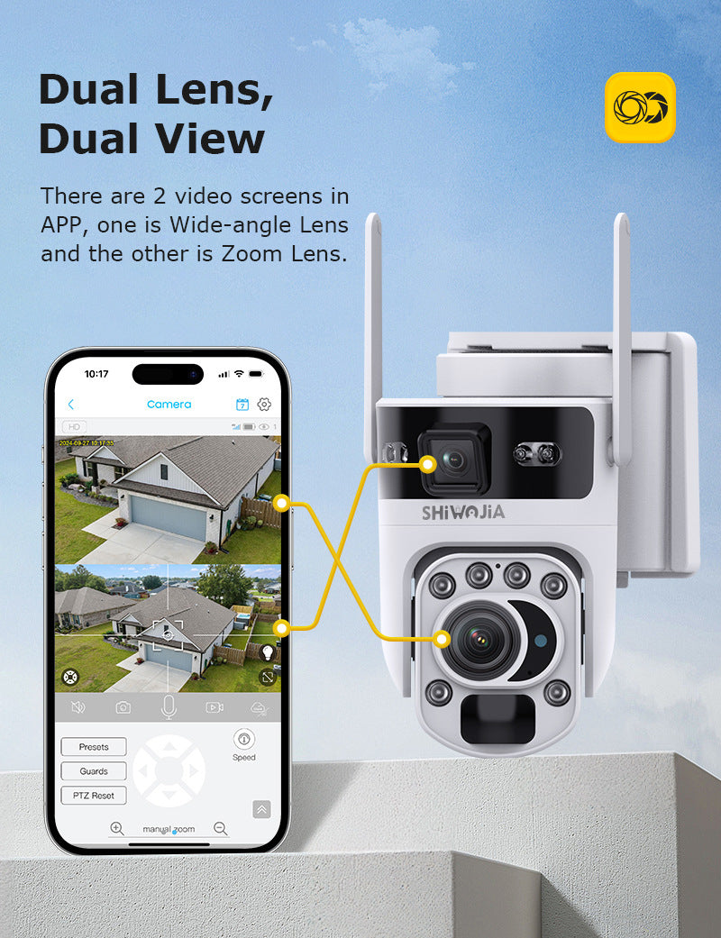 Factory direct sales20Optical Zoom Dual Lens Gun Ball Linkage Camera4G Hd600MP Solar Energy