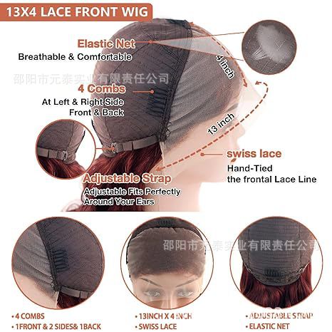 13x4 Body Wave Lace Front Wig Reddish Brown Synthetic Wigs