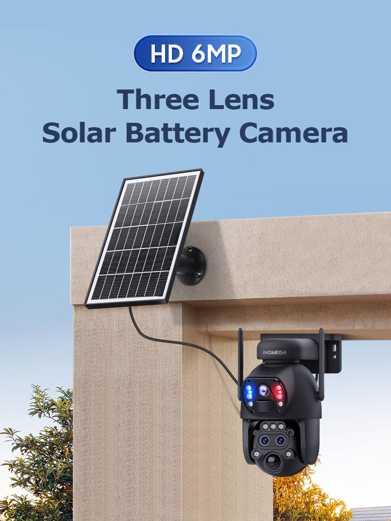 Low power consumption solar surveillance camera with three lenses152x Zoom Pan Tilt Camera UBOX Intelligence