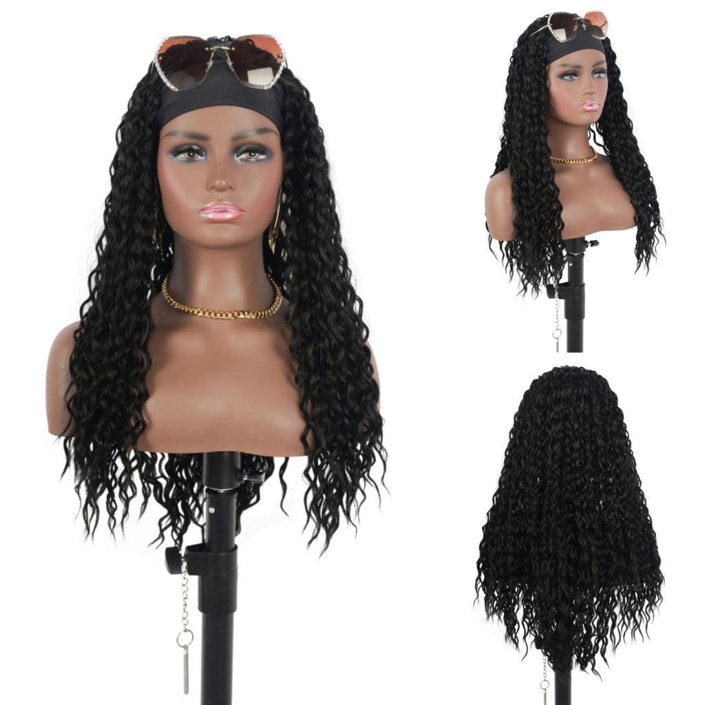 European and American Style Medium-Length Curly Wig Afro Wig wigs Lightweight Synthetic Hair Band with Slight Curl