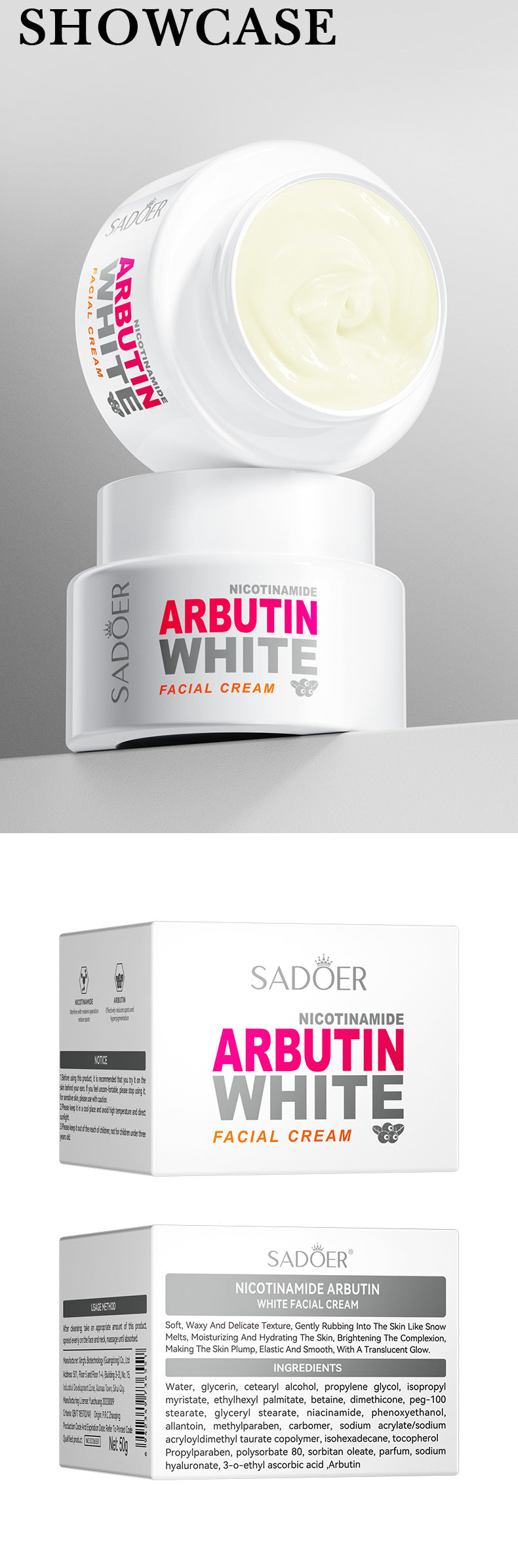 Niacinamide Arbutin Set SADOER Whitening, hydrating, and moisturizing skincare products  wholesale