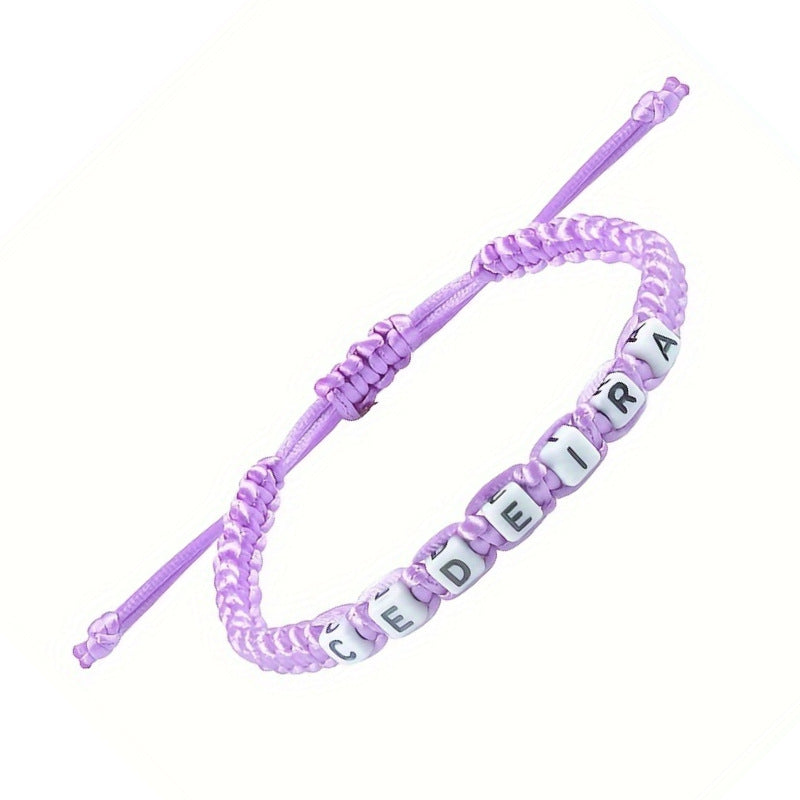Hand-woven Colorful Bracelet for Women, Stretchable Gift Bracelet CEDEIRA Acrylic Letter Woven Bracelet