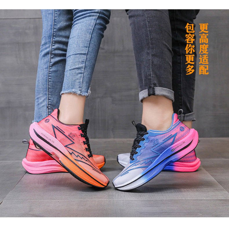 Carbon Plate Running Shoes Mesh Ultra-light Breathable Sports Shoes Men Couple All-match Casual Popcorn Running Shoes Breathable Lightweight