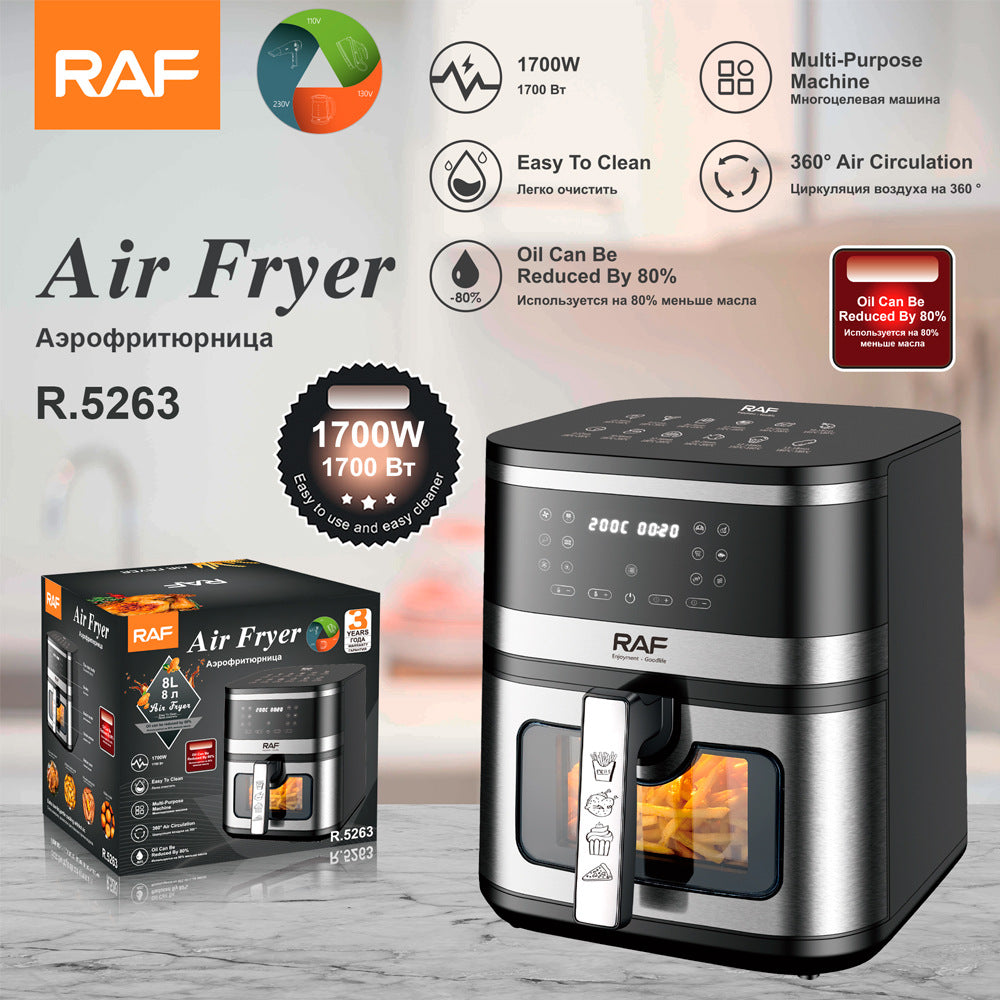 RAF European Standard US Standard Household Air Fryer Large Capacity Electronic Touchscreen Oil-Free Fries Electric Fryer8L