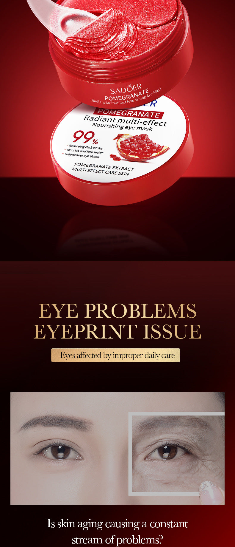 Red Pomegranate Eye Mask SADOER Moisturize the eye area, improve dark circles and wrinkles,  foreign trade wholesale