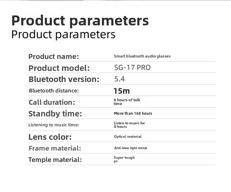 AI Bluetooth Smart Glasses Anti-Blue Light Translation Call Music Open-Ear Smart Bluetooth Glasses Headset