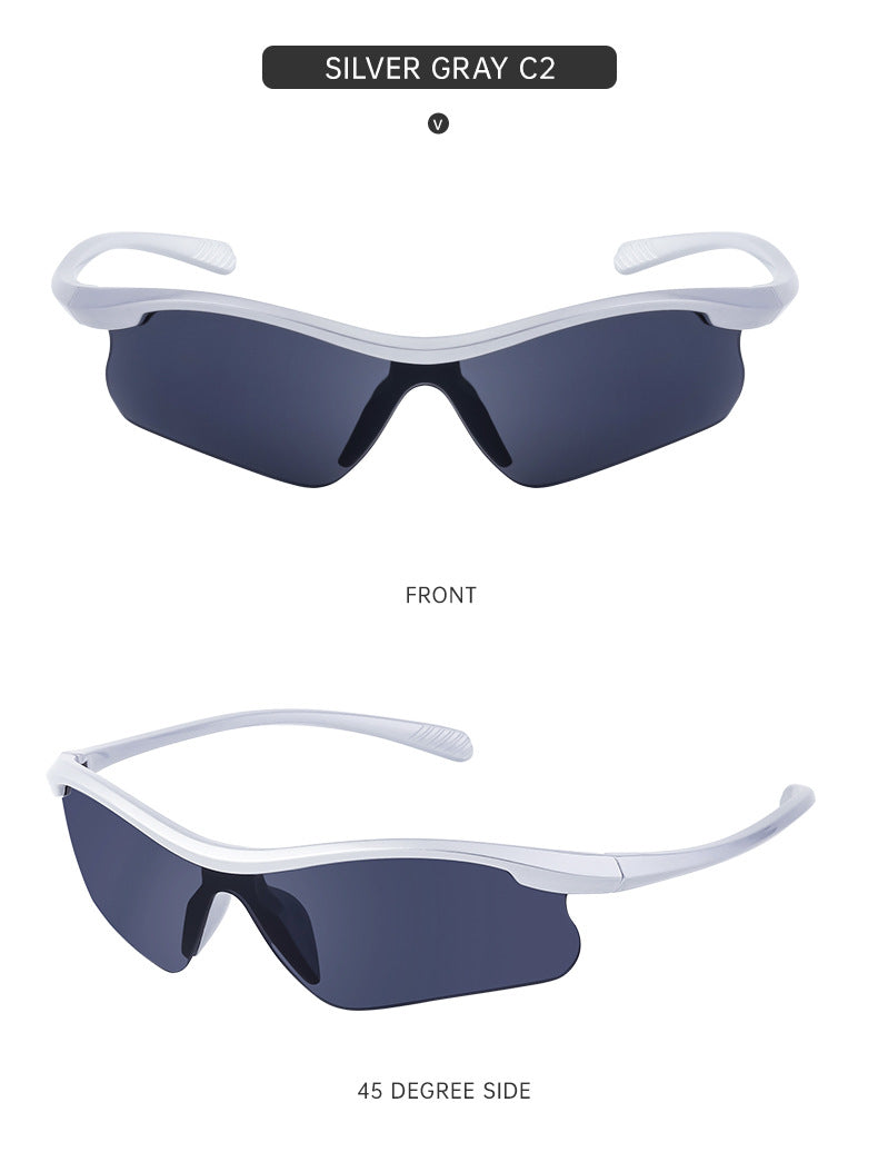 European and American Style Half-Frame Cycling Sunglasses Windproof Sunglasses for Women Personalized Outdoor Sports Running Glasses Eye Protection for Men