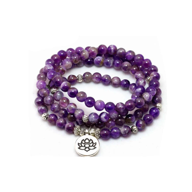 European and American Fashion New White Turquoise Tiger Eye Bracelet8mm Buddha Beads Lotus Pendant Bracelet Necklace Factory Direct Sale