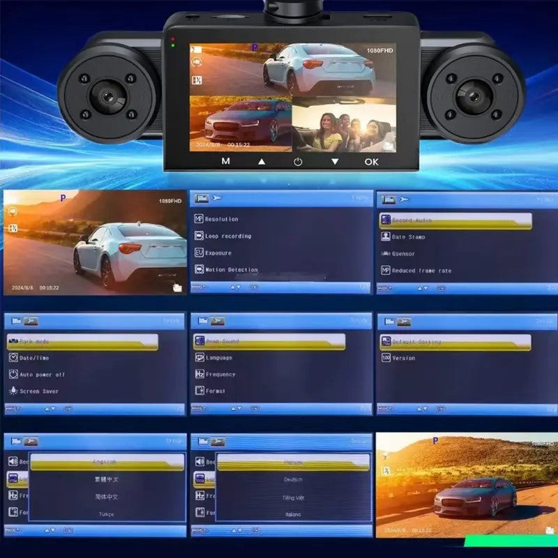 New S21Driving Recorder with Rearview Camera4Record in HD1080P Infrared Night Vision3Inch Large Screen