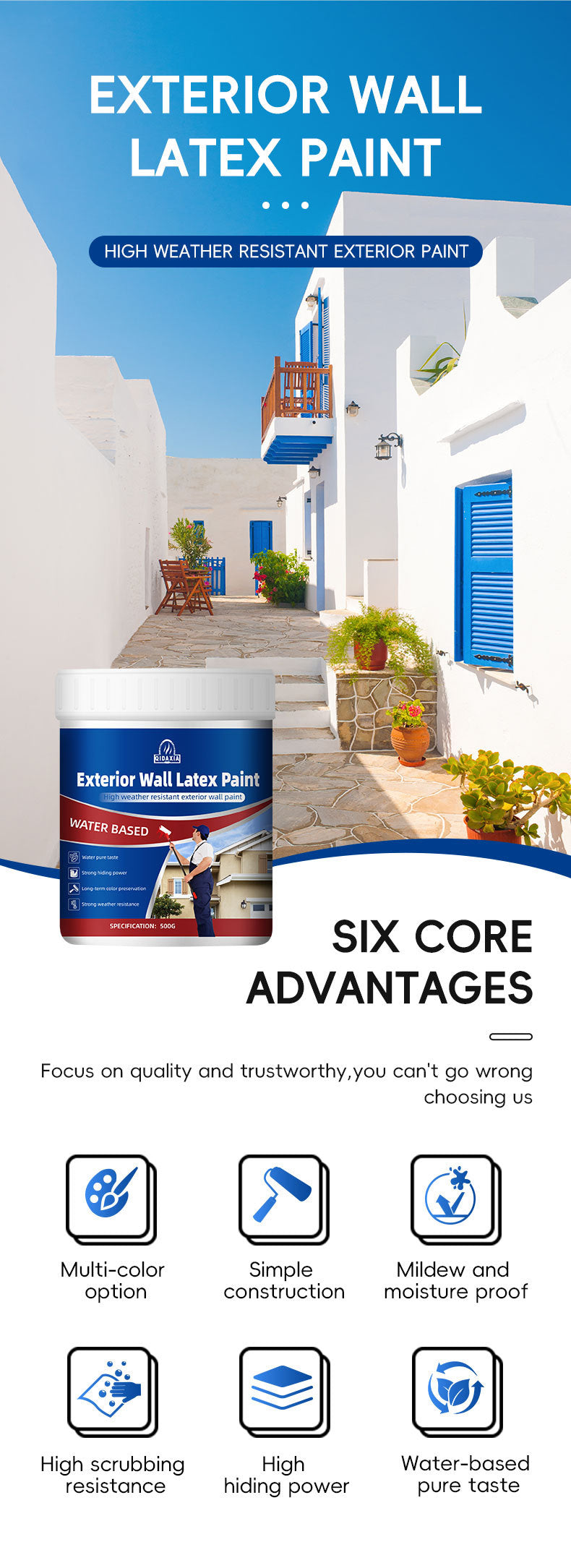 Qixia Exterior Wall Latex Paint Wall Renovation Special Repair Exterior Wall Paint Color Change Coating Wall Paint Exterior Wall Coating