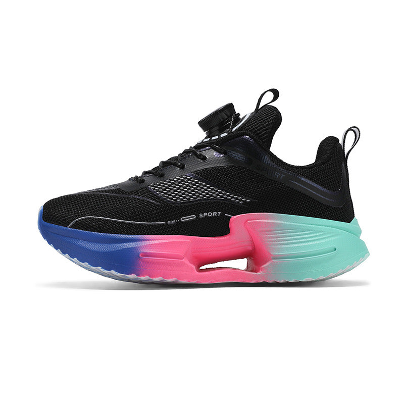 Summer Youth Breathable Mesh Rotating Button Sports Shoes Comfortable Soft Sole Men's Shoes Lightweight Non-Slip Children's Running Shoes