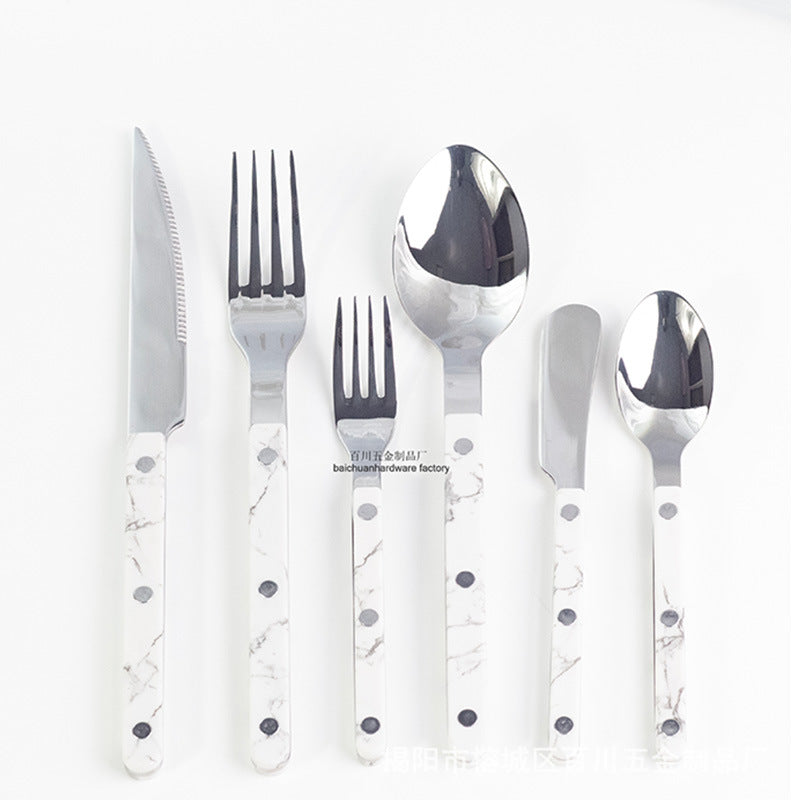 Stainless Steel Knife, Fork, and Spoon Three-Piece Set ins Wind Tableware Set Knife and Fork Cream Style Steak Western Knife and Fork Set
