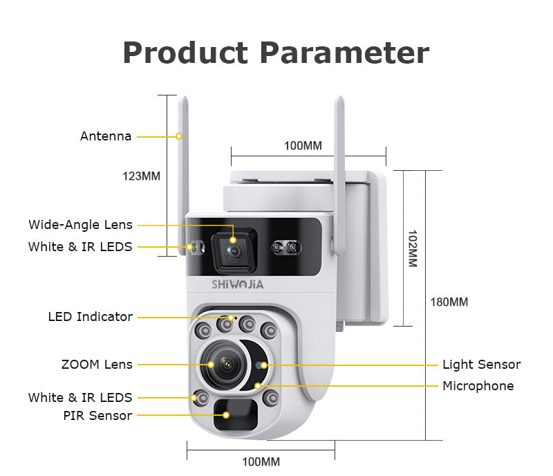 Factory direct sales20Optical Zoom Dual Lens Gun Ball Linkage Camera4G Hd600MP Solar Energy