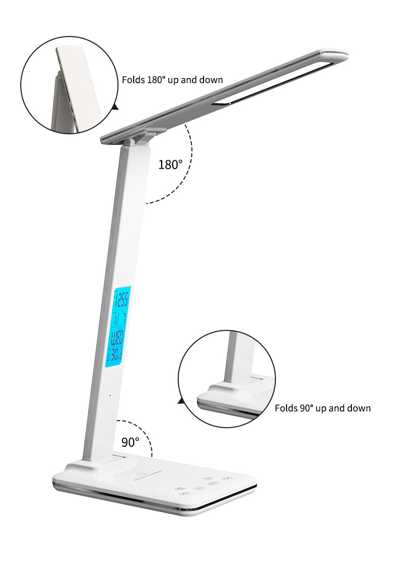 Alarm Clock Table Lamp Folding Creative Smart Magnetic Charging Learning Lamp Working Clock Eye-Protection Lamp Ambience Light Wholesale