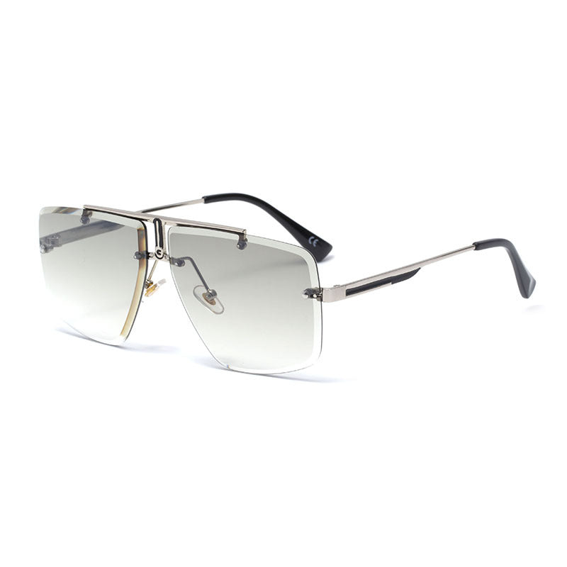 Frameless Sunglasses Men's High-end European and American Fashion New Trendy Glasses Women's Square Frame Sunshade Sunscreen Sunglasses