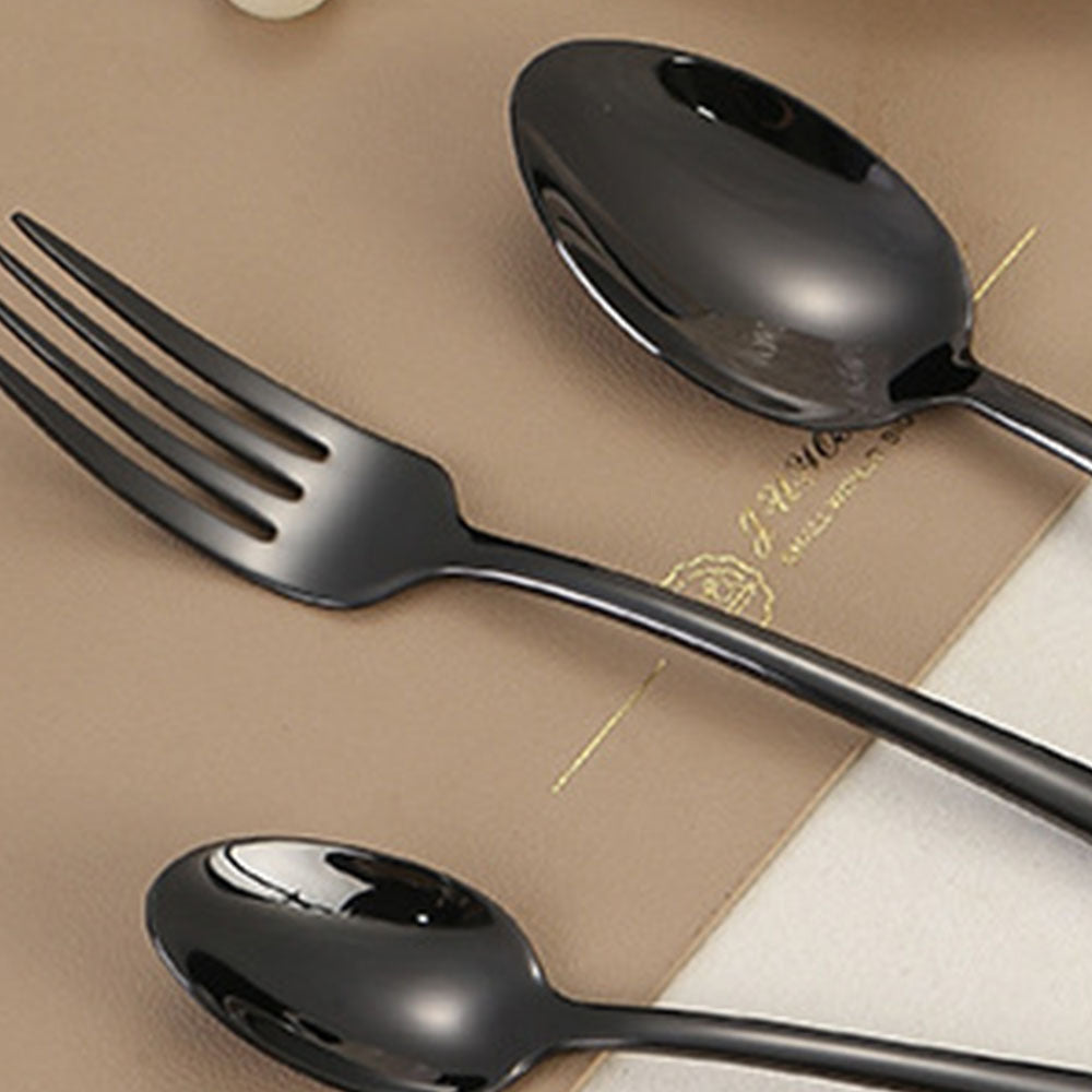 304Stainless Steel Western Cutlery Set with Rings, Steak Knife, Fork, Spoon, European Style Hanging Hole Tea Spoon with Tail Set