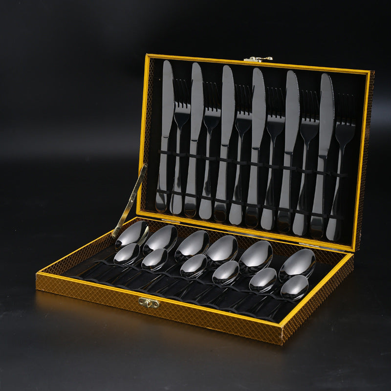 1010Cutlery Set Hotel Holiday Steak Western Food Tableware24Gift Set Wooden Box