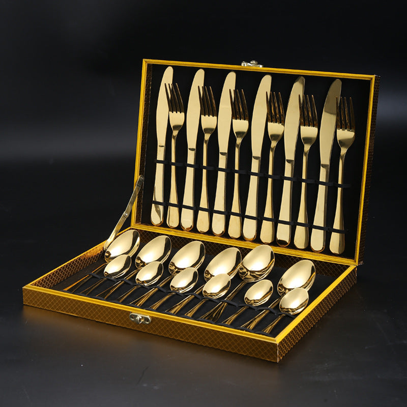 1010Cutlery Set Hotel Holiday Steak Western Food Tableware24Gift Set Wooden Box