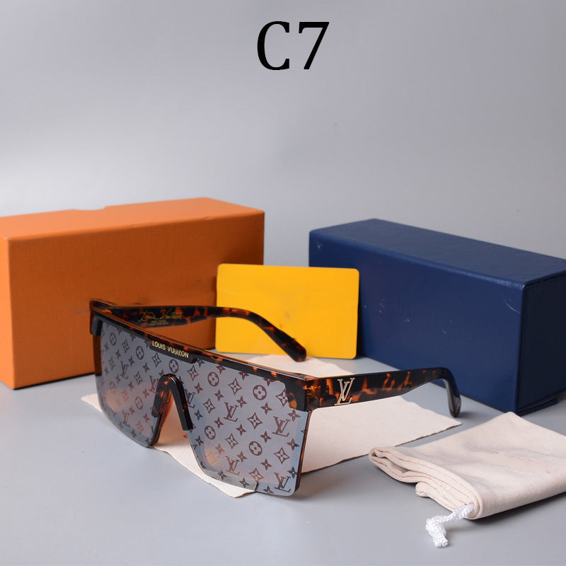 2022European and American Style Large Frame Integrated Half Frame Fashionable Personality Sunglasses for Men and Women One-piece Trendy Sunglasses