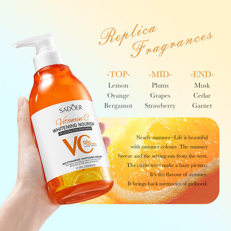 All English Vitamins C Shower Gel520g SADOER Whitening, Moisturizing and Cleansing Body Wash  Foreign Trade Wholesale
