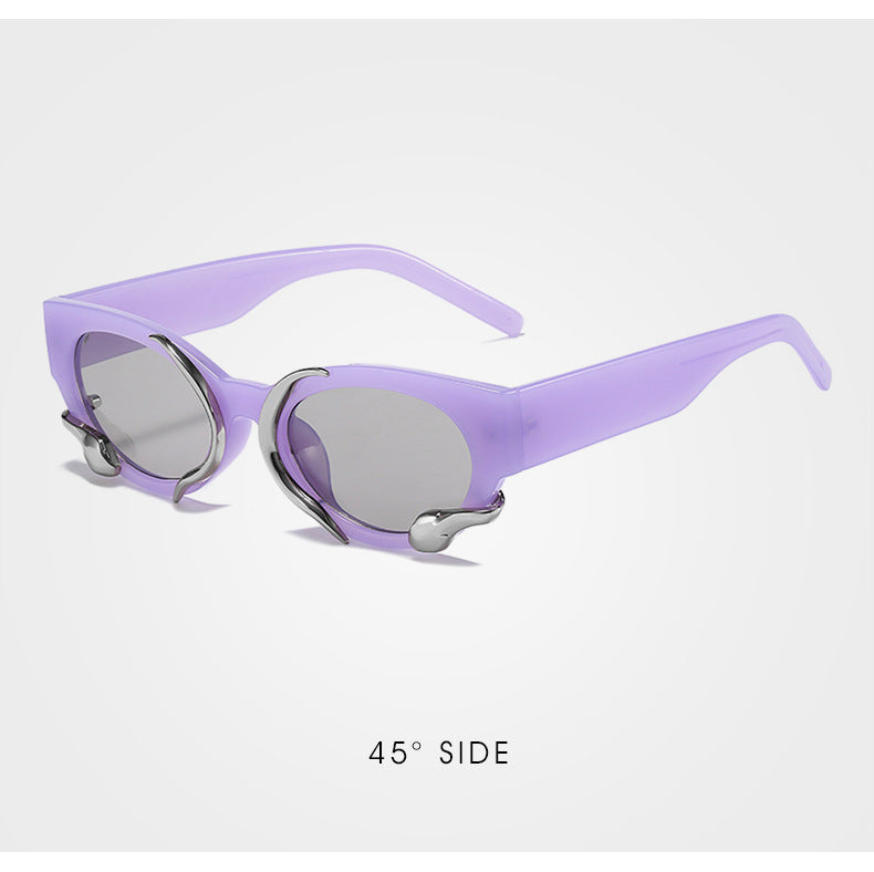 gm Same Style Women's Sunglasses Snake Small Frame Sunglasses High-End Steampunk Cat Eye Glasses shades