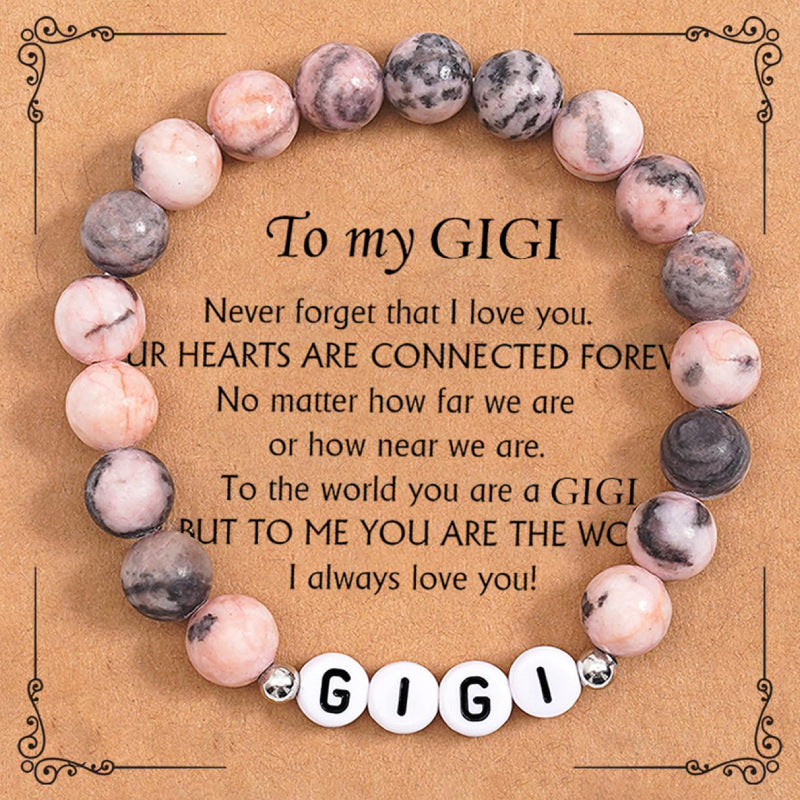 New Women's Bracelet with Letters MAMA Beaded Gift Elastic Cord Bracelet Pink Zebra Bracelet