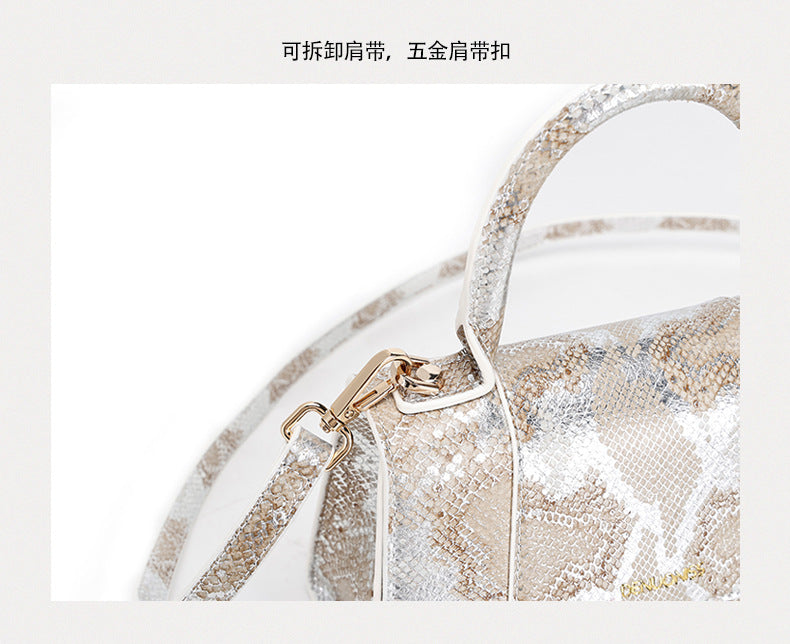 First Layer Snake Pattern Hourglass Bag Female Affordable Luxury Fashion Women's Bag Niche Baguette Handbag All-Match Shoulder Messenger Bag