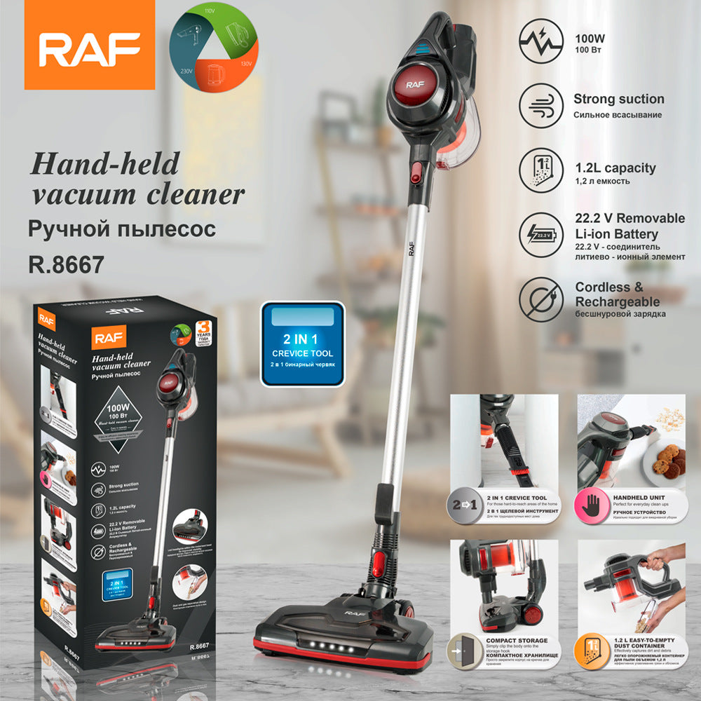RAF EU Standard Cordless Vacuum Cleaner for Home Use, Handheld High-Power Vacuum, Portable Car-Mounted Integrated Large Suction