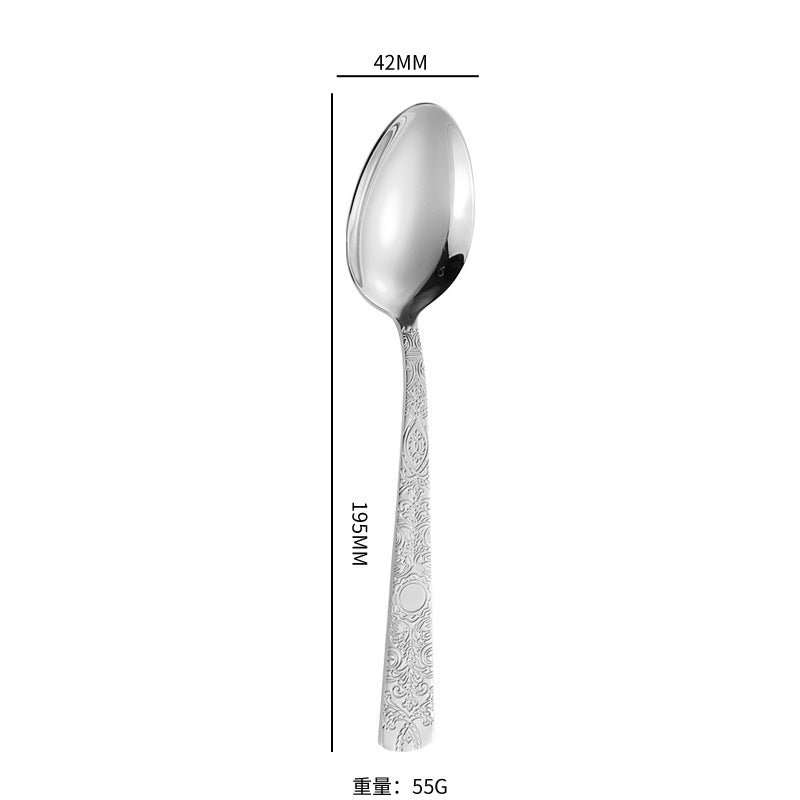410Stainless Steel Tableware Hotel Restaurant Totem Pattern Knife Fork Spoon Four-Piece Set Western Steak Knife Fork24Set