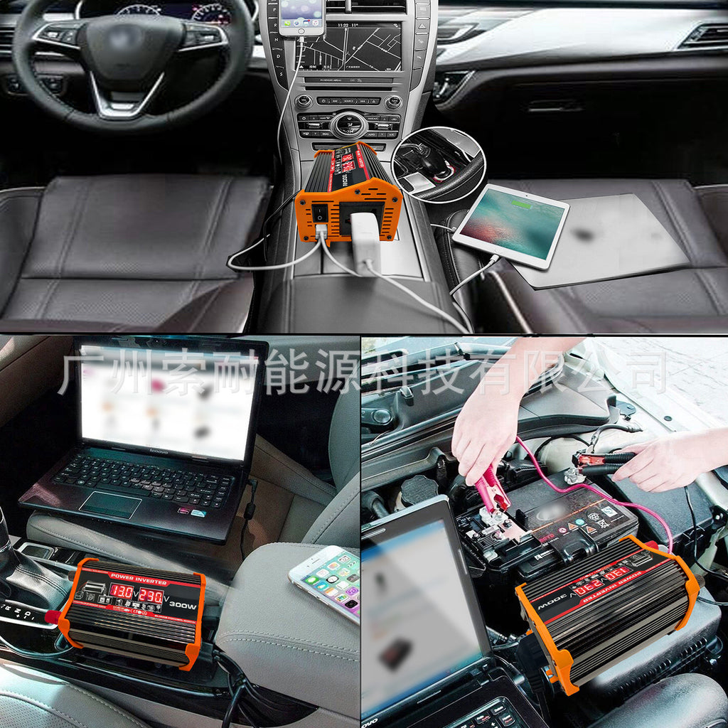 12V Car Inverter300W Turn110V 220V Double USB With voltage display car inverter