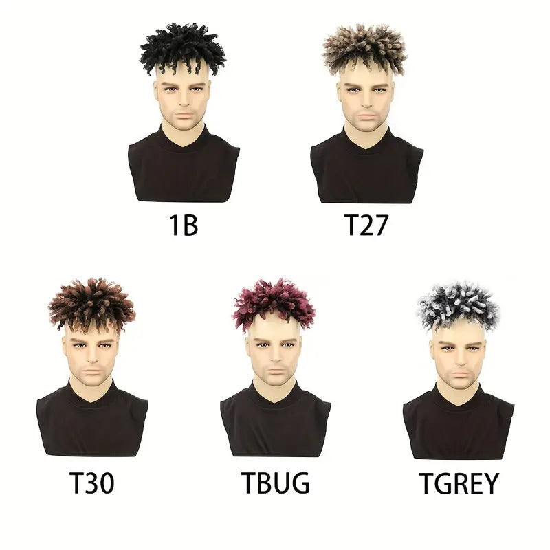 Black3Afro Dreadlock Hairpiece Hip Hop Short Wig African Export Tube Curly Dreadlock Hair Wigs