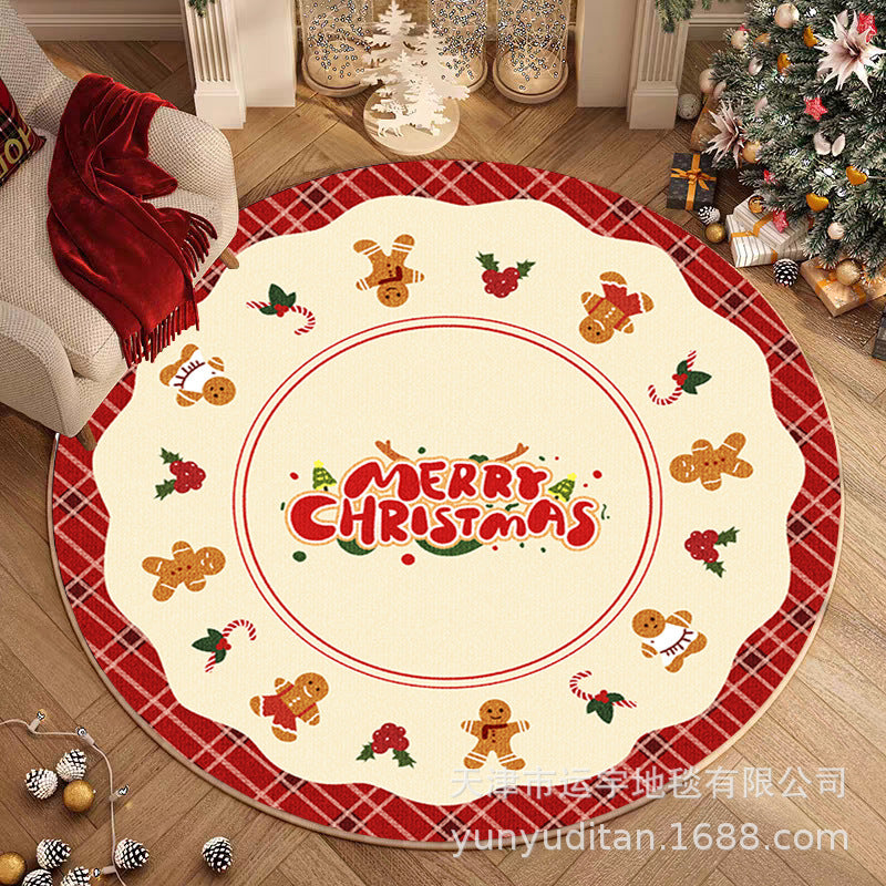 Christmas Carpet Round Living Room Mat Christmas Decoration Atmosphere Mat Christmas Tree Mat Labeling and Shipping