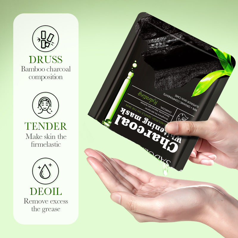 Bamboo Charcoal Black Mask SADOER Whitening, hydrating, moisturizing, brightening face mask sheet  wholesale