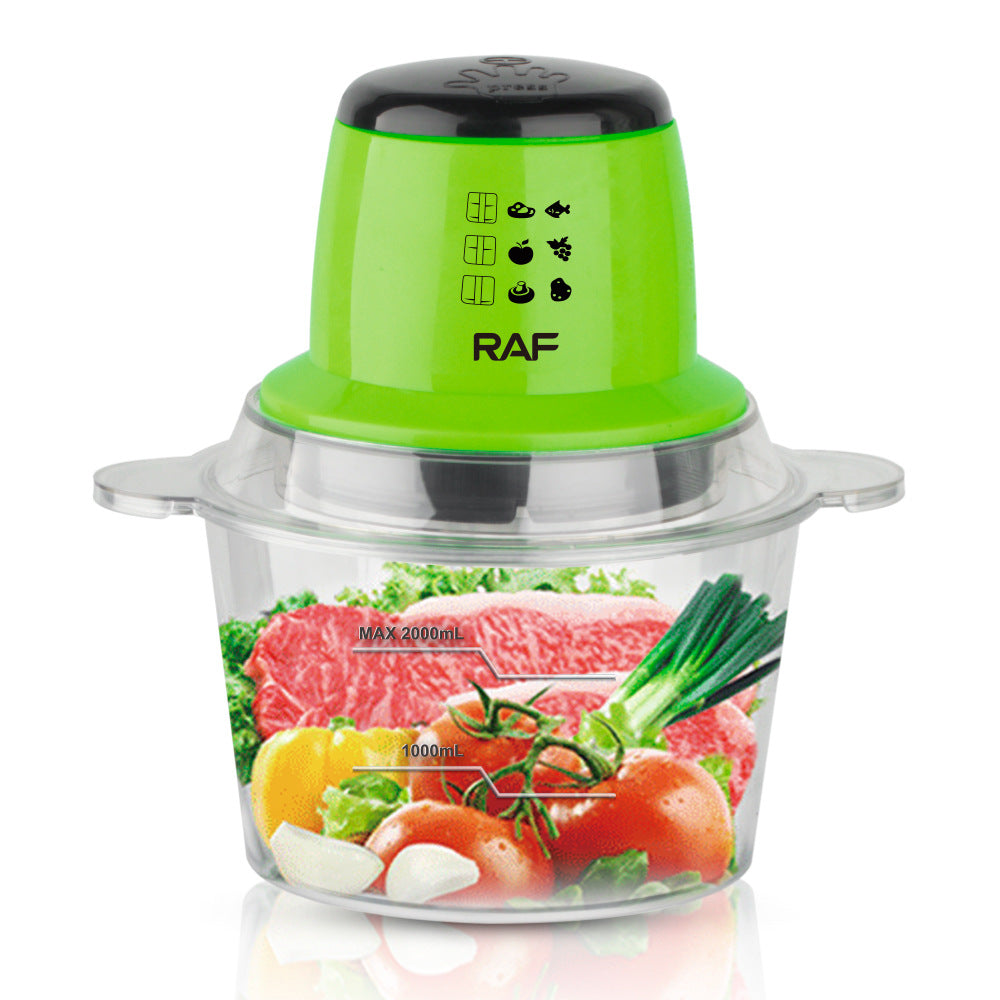 RAF EU Standard Household Electric Meat Grinder Kitchen Glass Vegetable Chopper Meat Mincer Baby Food Processor2L