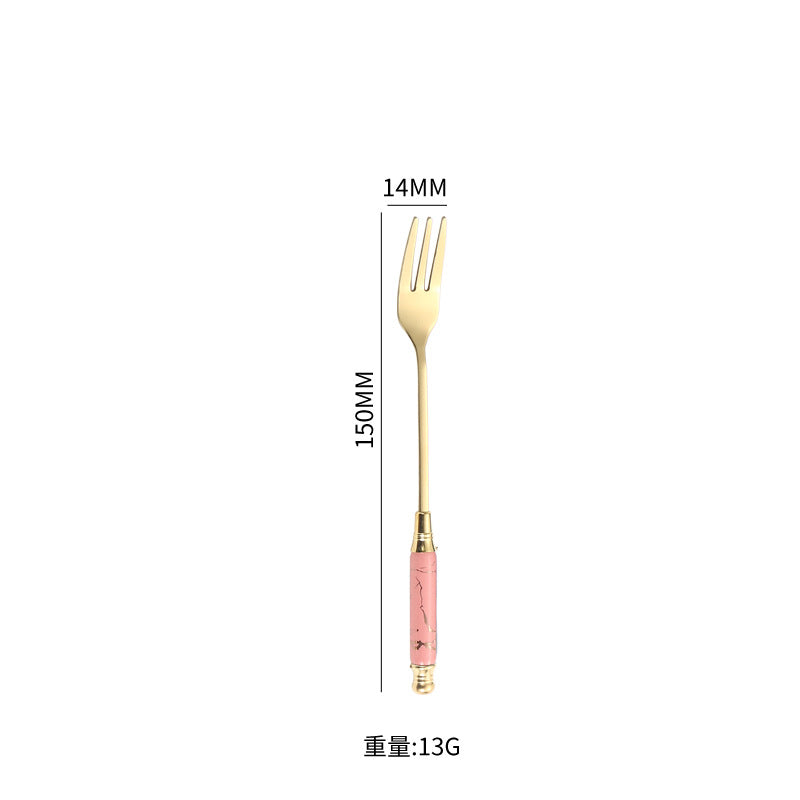 Stainless Steel Cutlery Restaurant Western Steak Knife Fork Imitation Marble Pattern Ceramic Handle Knife Fork Spoon Tea Spoon Tea Fork Set