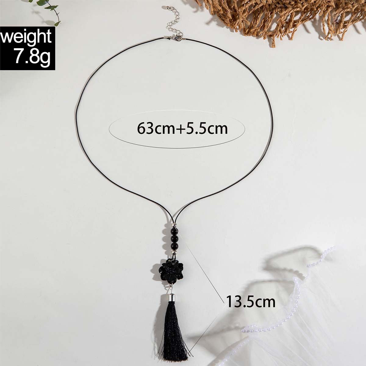 Simple Colorful Beaded Tassel y Chain Necklace Elegant Versatile Diamond-Studded Sweater Chain Jewelry