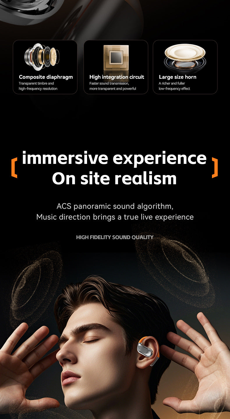 New M113Rotating Small Coconut Ball Dual Ear Noise Cancelling Wireless Bluetooth Earphones Air Bone Conduction Ear Hook Waterproof Sports
