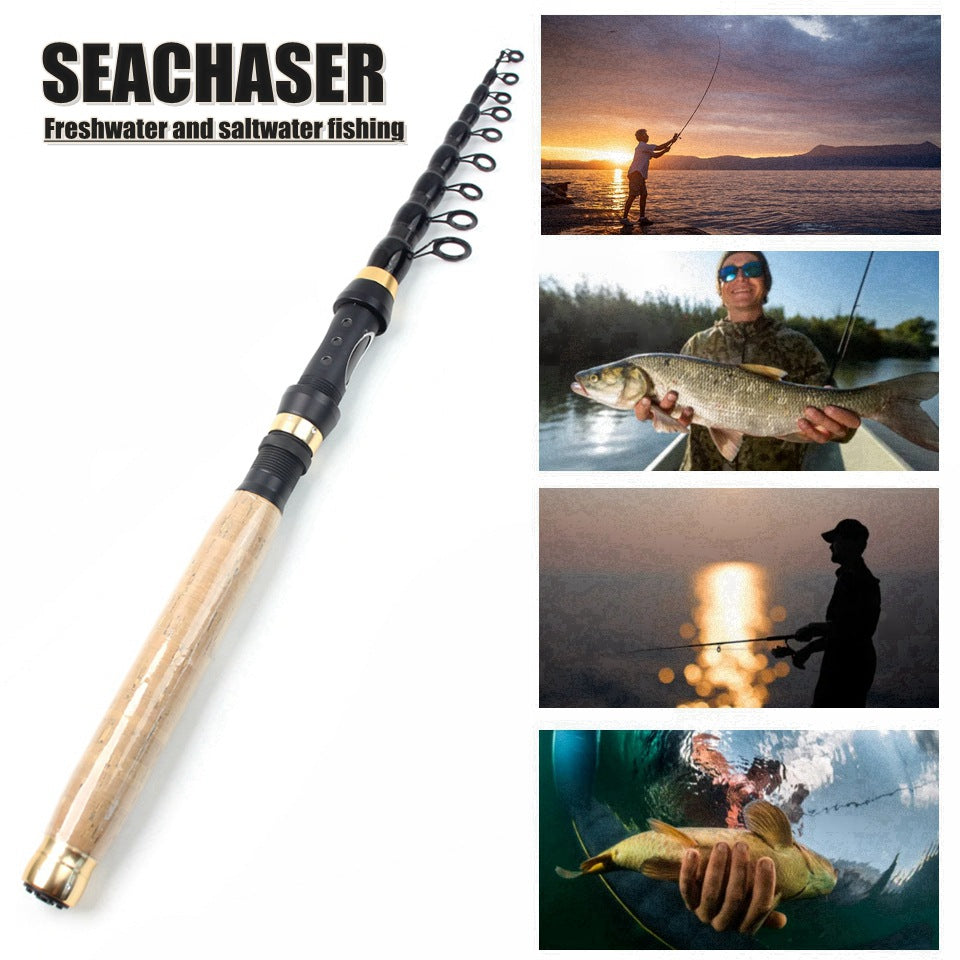 Manufacturer Wholesale Retractable Lure Rod Short Section Portable Small Sea Rod Wooden Handle Light Casting Rod Fishing Rod New Product