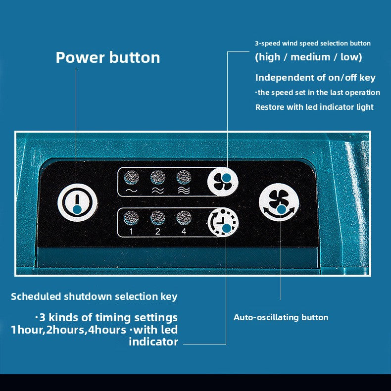 MT Lithium Battery Fan Rechargeable Dual-use Home Car Outdoor Portable Three-speed Shaking Head Floor Fan Wholesale