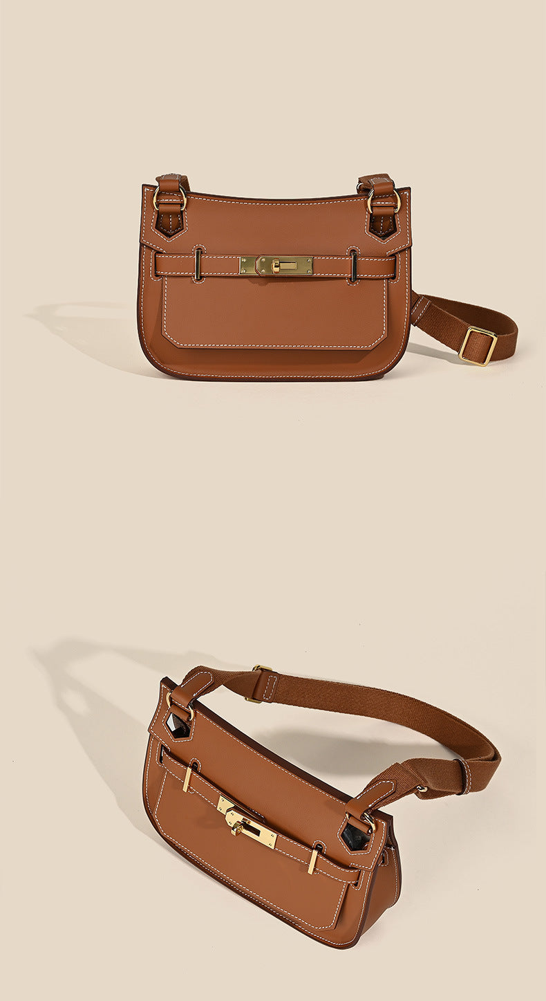 European and American retro new style high-end calfskin Kelly bag for women mini Gypsy Shoulder Crossbody Bag Genuine Leather Women's Bag