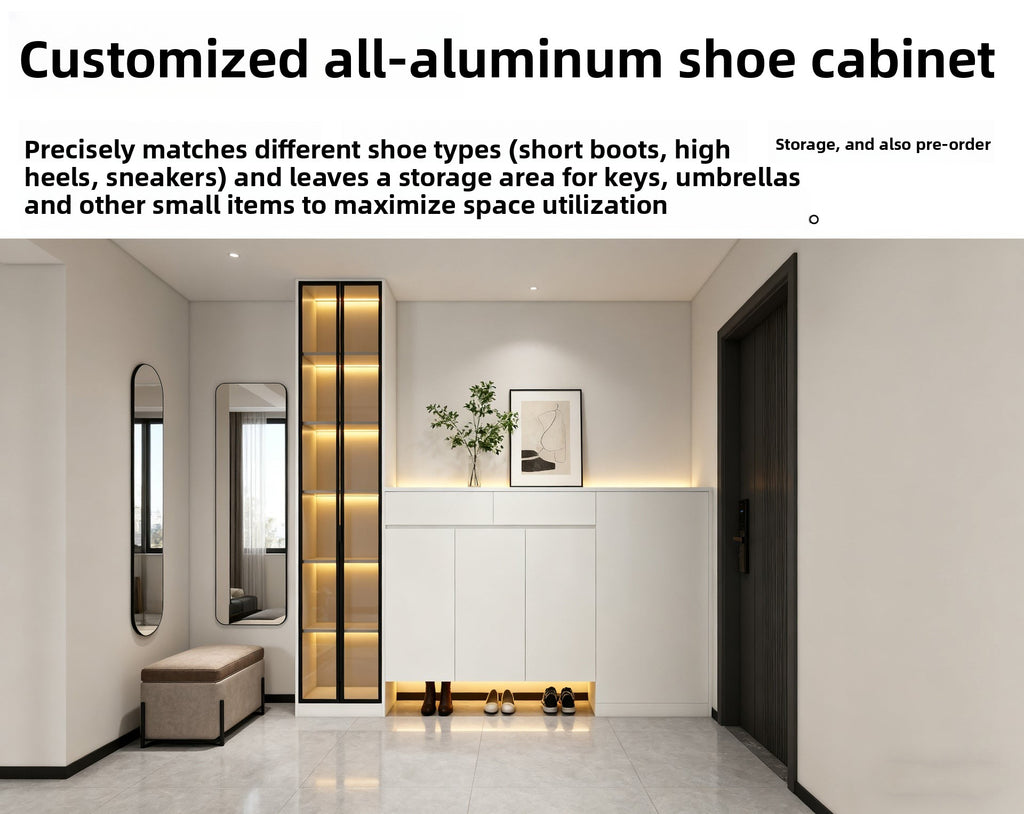 Custom Aluminum Alloy TV Cabinet Combination Wall Cabinet Modern Simple Storage Bookcase Wine Cabinet Integrated Wall-Mounted Living Room