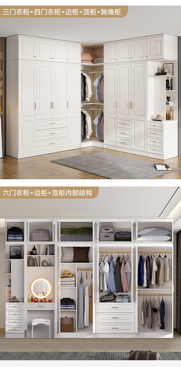90Corner Wardrobe for Home Bedroom, Suitable for Various Sizes, Dressing Table Integrated, Trendy Simple European Style Large Wardrobe