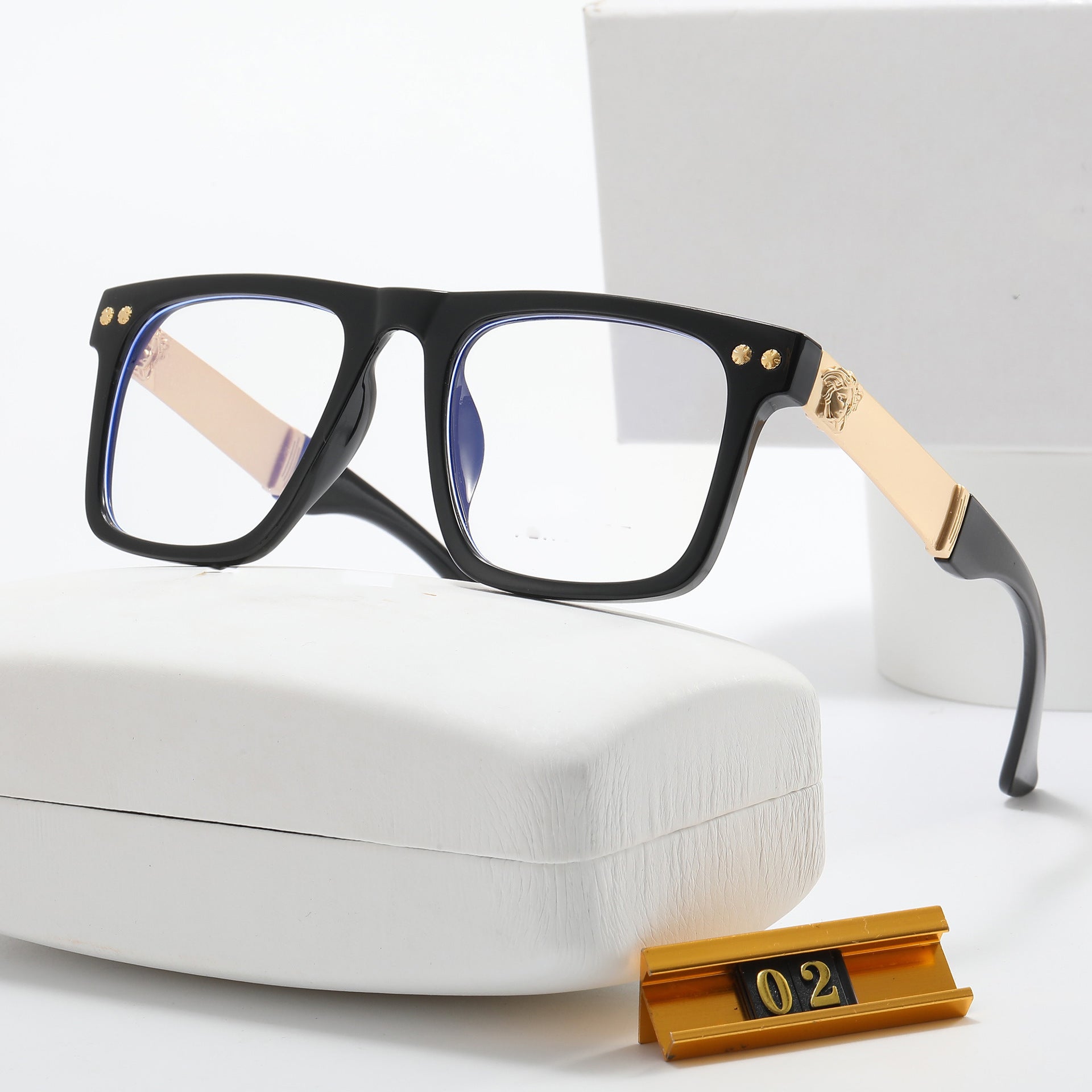 Fanjia European and American Metal Large Frame Sunglasses Personality Optical Frame Beauty Head Sunglasses Fashion Unisex Glasses